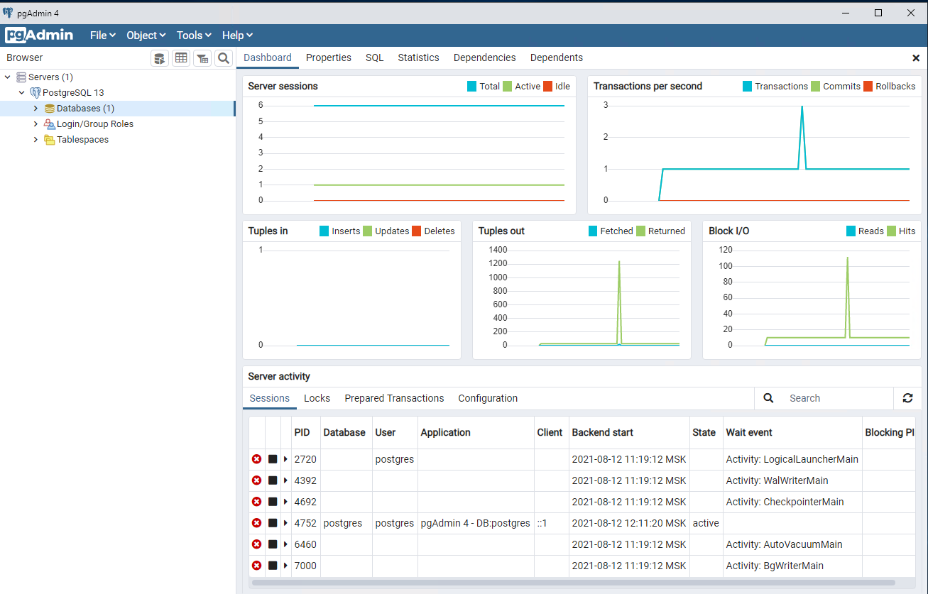 Установка PostgreSQL на Windows Server 2019